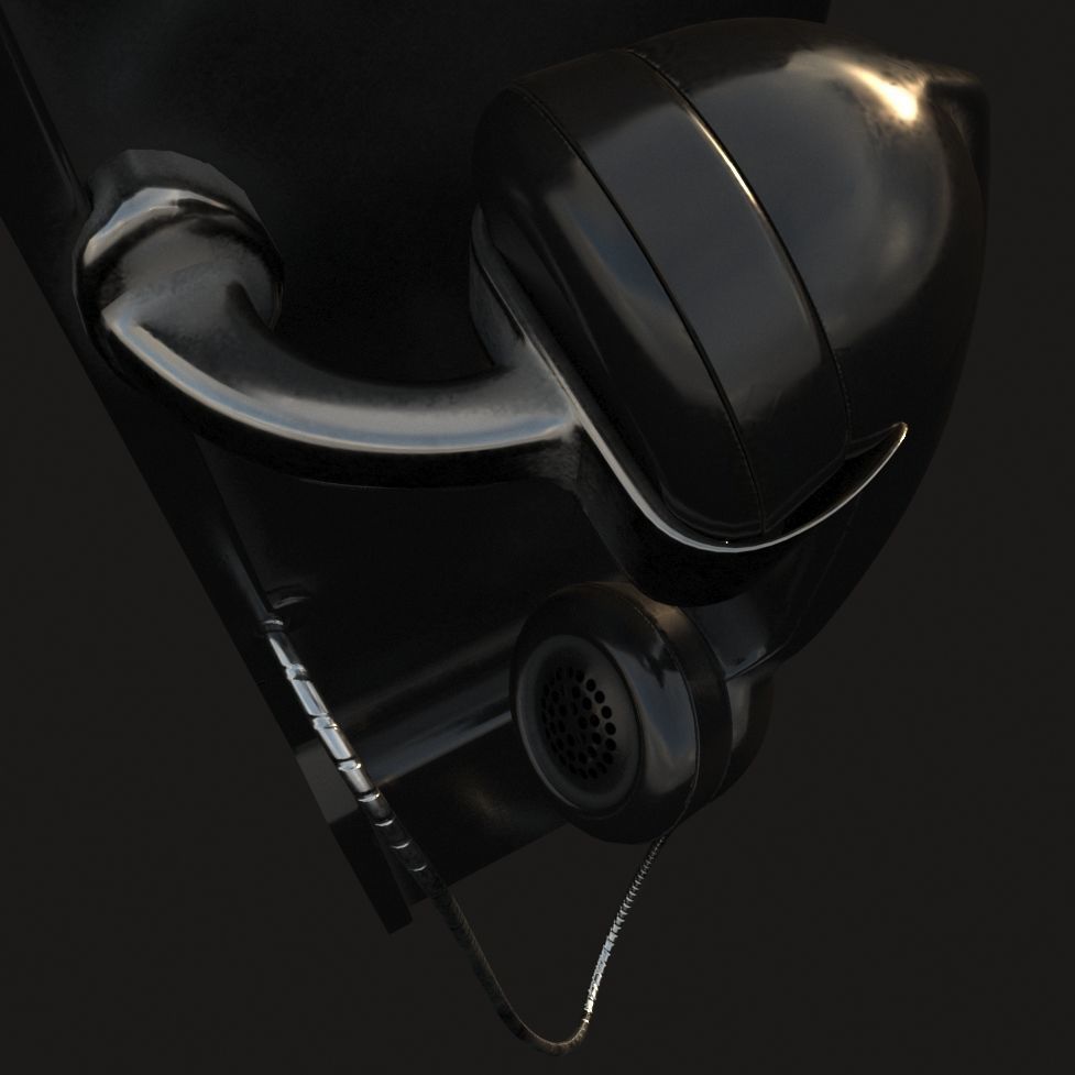 Western Electric 3-slot Payphone 1957 PBR  Low-poly 3D model_6