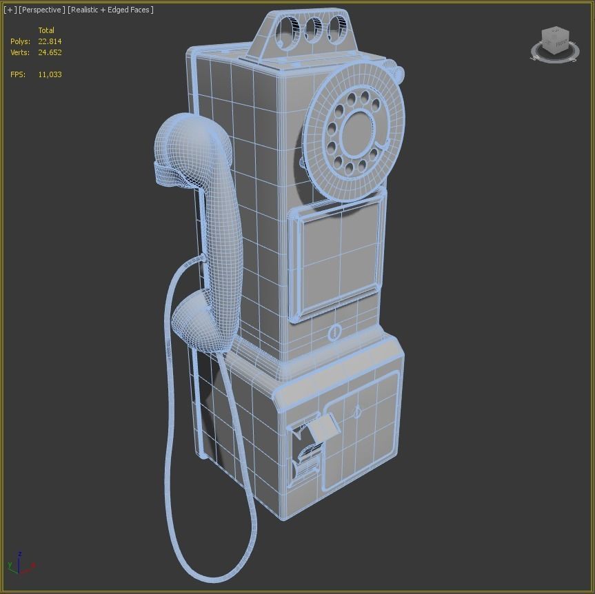 Western Electric 3-slot Payphone 1957 PBR  Low-poly 3D model_19