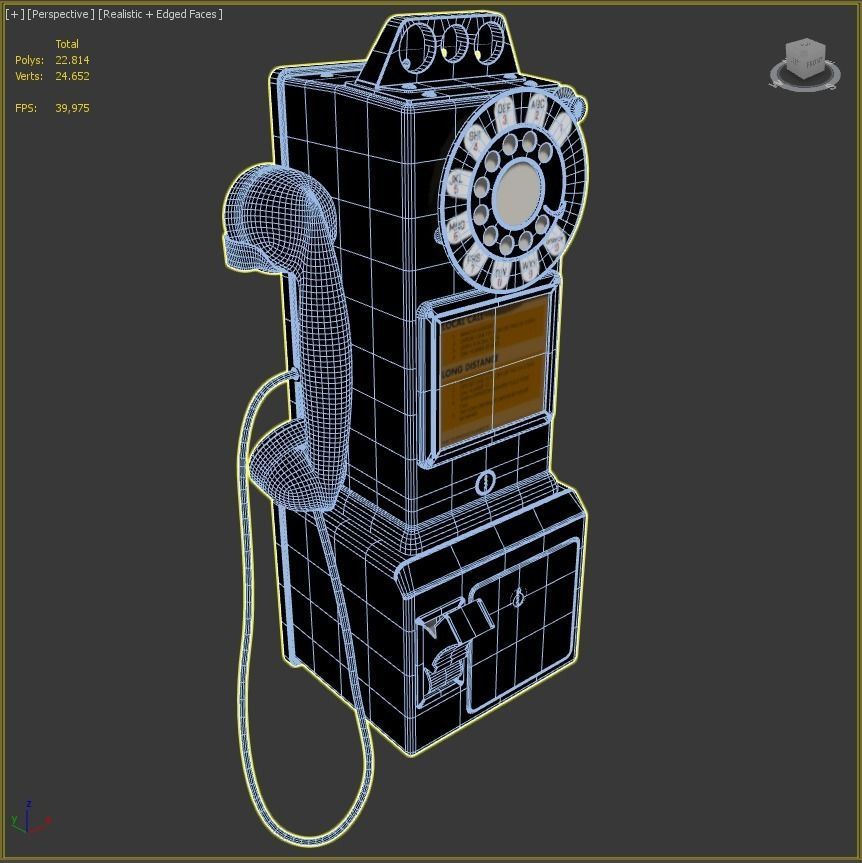 Western Electric 3-slot Payphone 1957 PBR  Low-poly 3D model_18