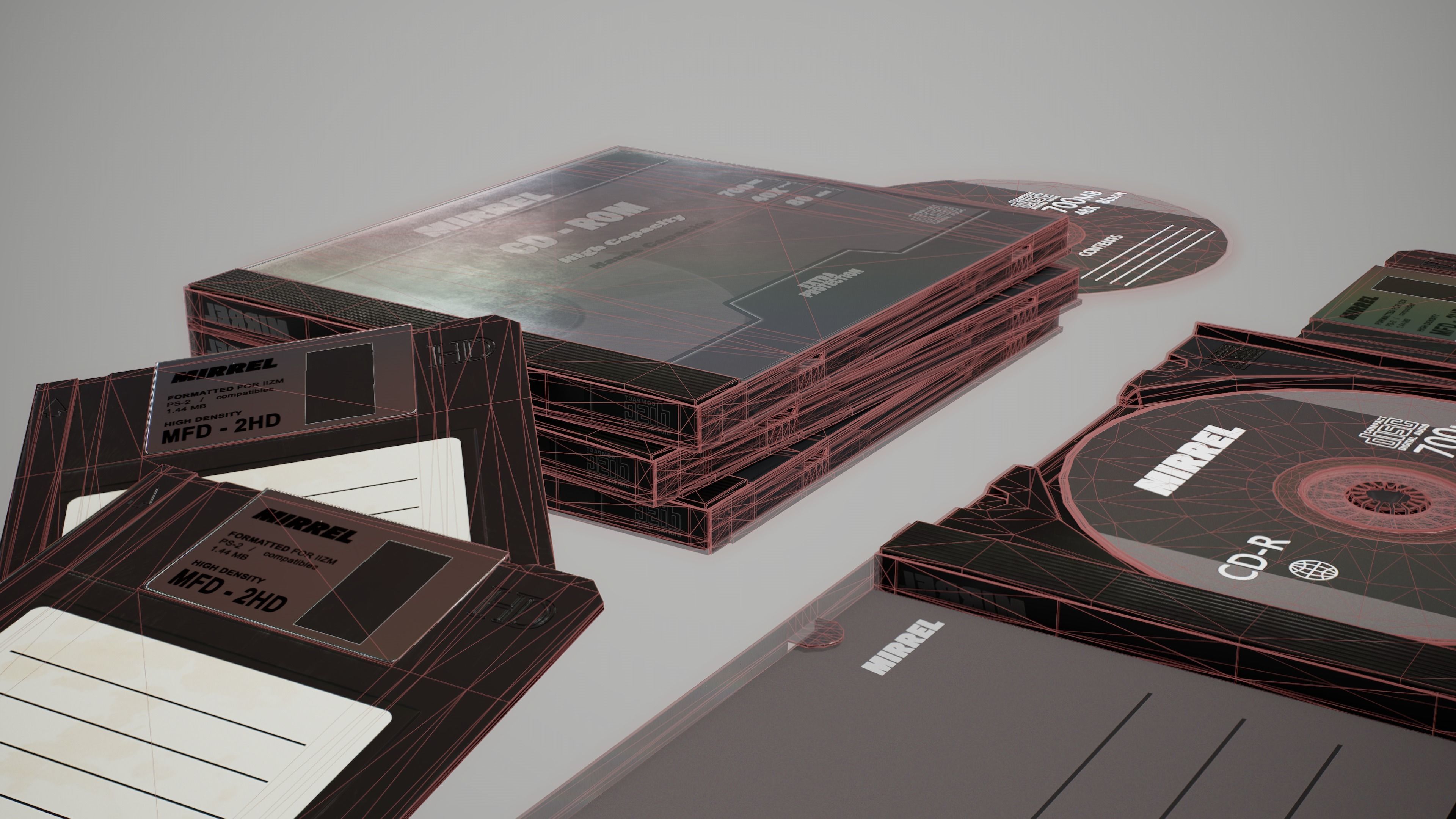 Cds and Floppy disk Low-poly 3D model_6