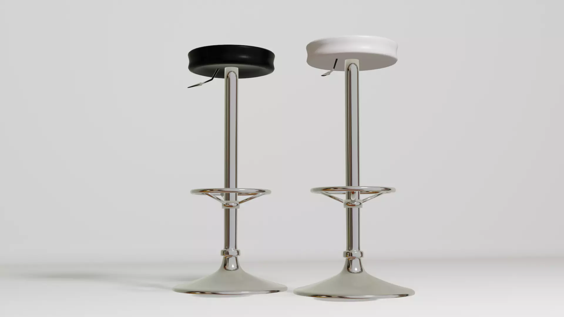 Black and White Round Bar Stool Barstool 3D model_0