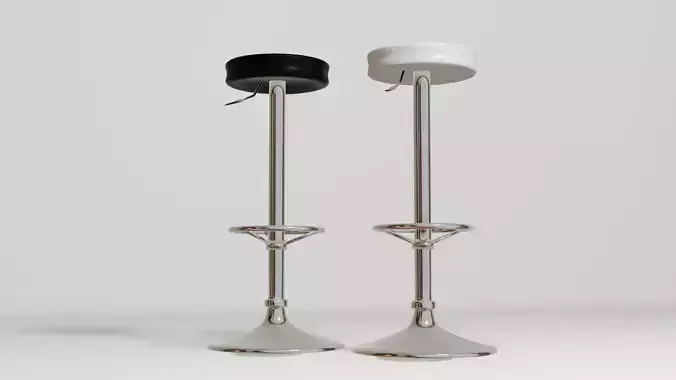 Black and White Round Bar Stool Barstool 3D model