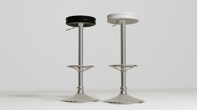 Black and White Round Bar Stool Barstool 3D model