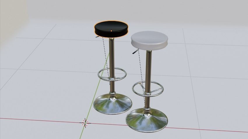Black and White Round Bar Stool Barstool 3D model_4