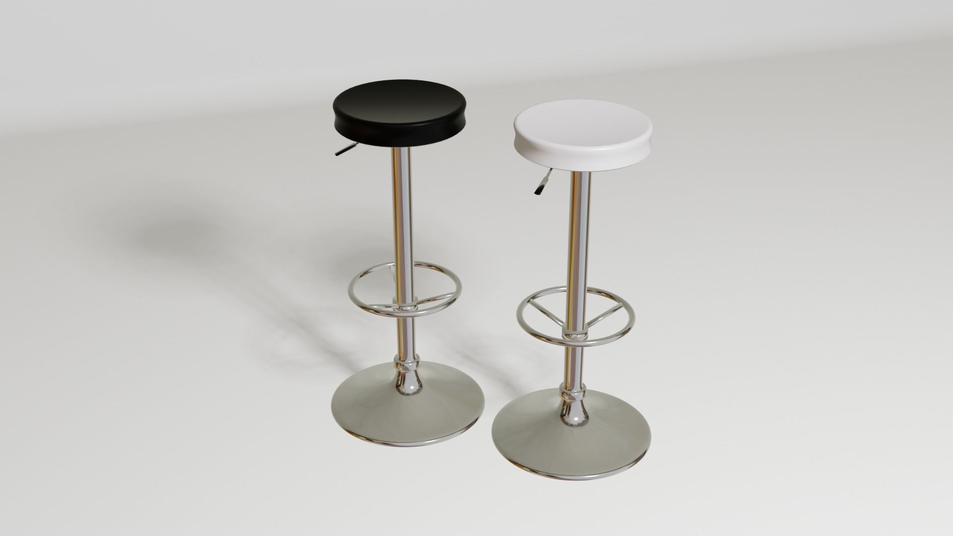 Black and White Round Bar Stool Barstool 3D model_1