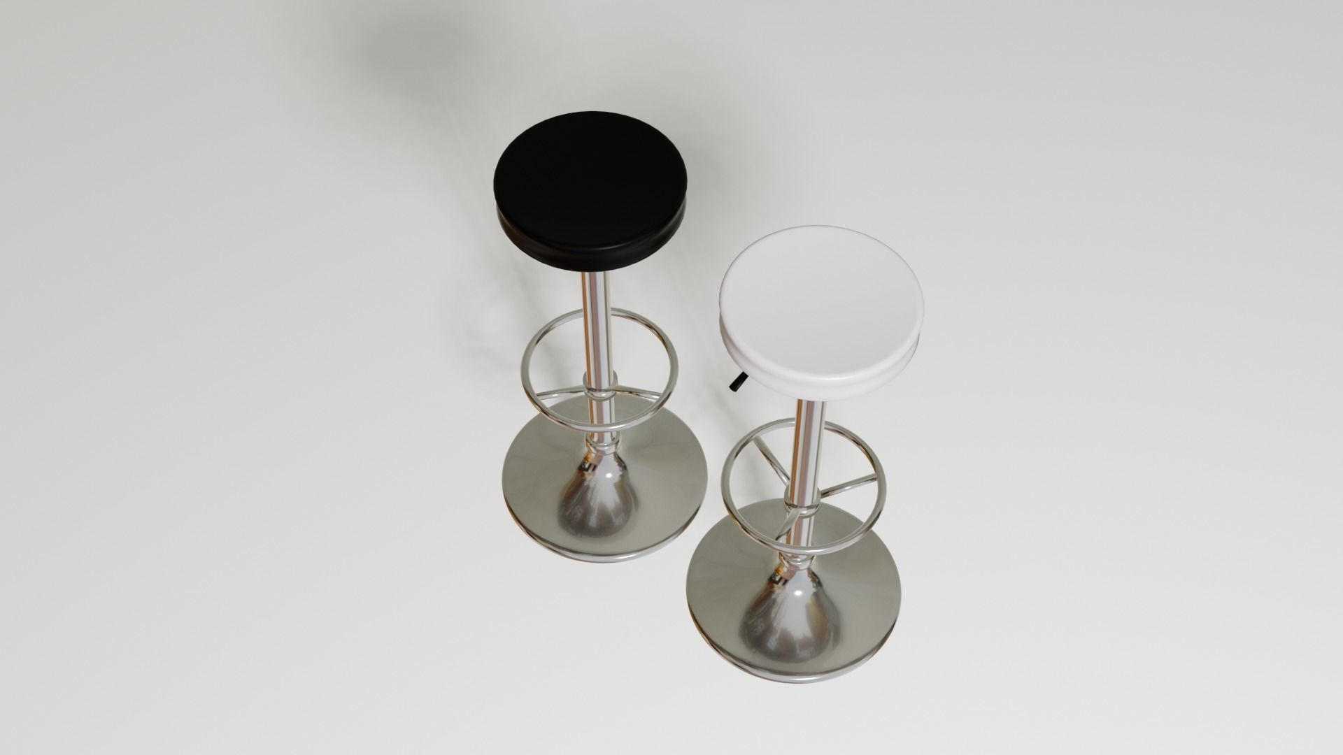 Black and White Round Bar Stool Barstool 3D model_2
