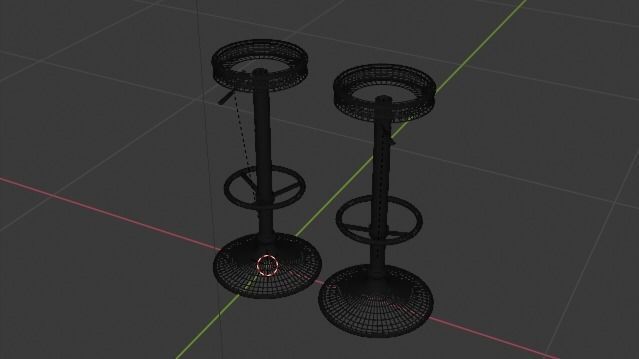 Black and White Round Bar Stool Barstool 3D model_6