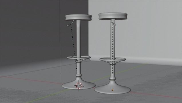 Black and White Round Bar Stool Barstool 3D model_5