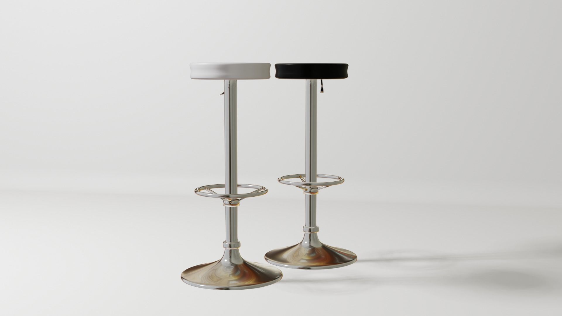 Black and White Round Bar Stool Barstool 3D model_3