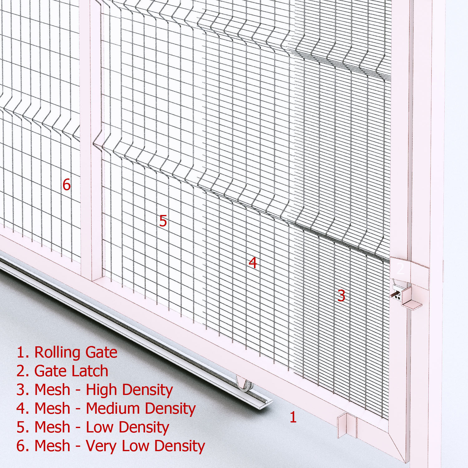 Clearvu Metal Wire Fencing System 3D model_16
