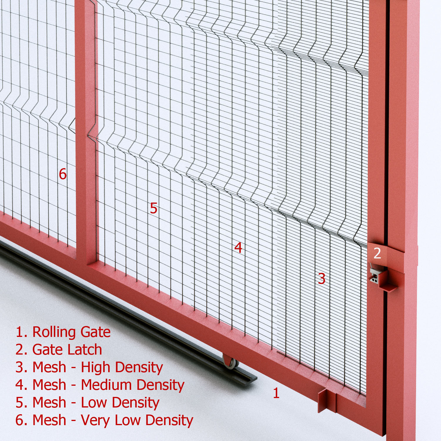 Clearvu Metal Wire Fencing System 3D model_7