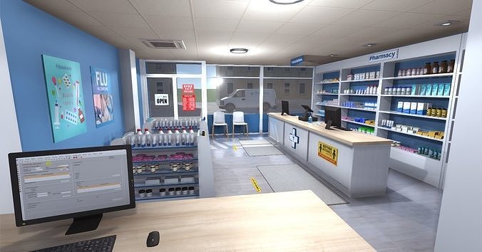 Pharmacy Low-poly 3D model 5
