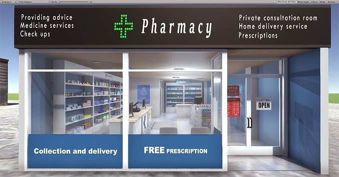 Pharmacy Low-poly 3D model 6