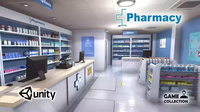 Pharmacy Low-poly 3D model