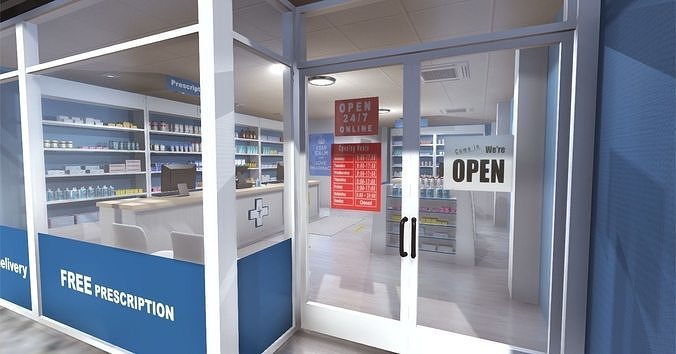 Pharmacy Low-poly 3D model 7