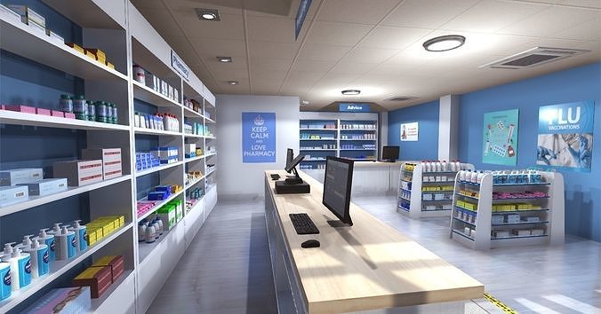 Pharmacy Low-poly 3D model 4