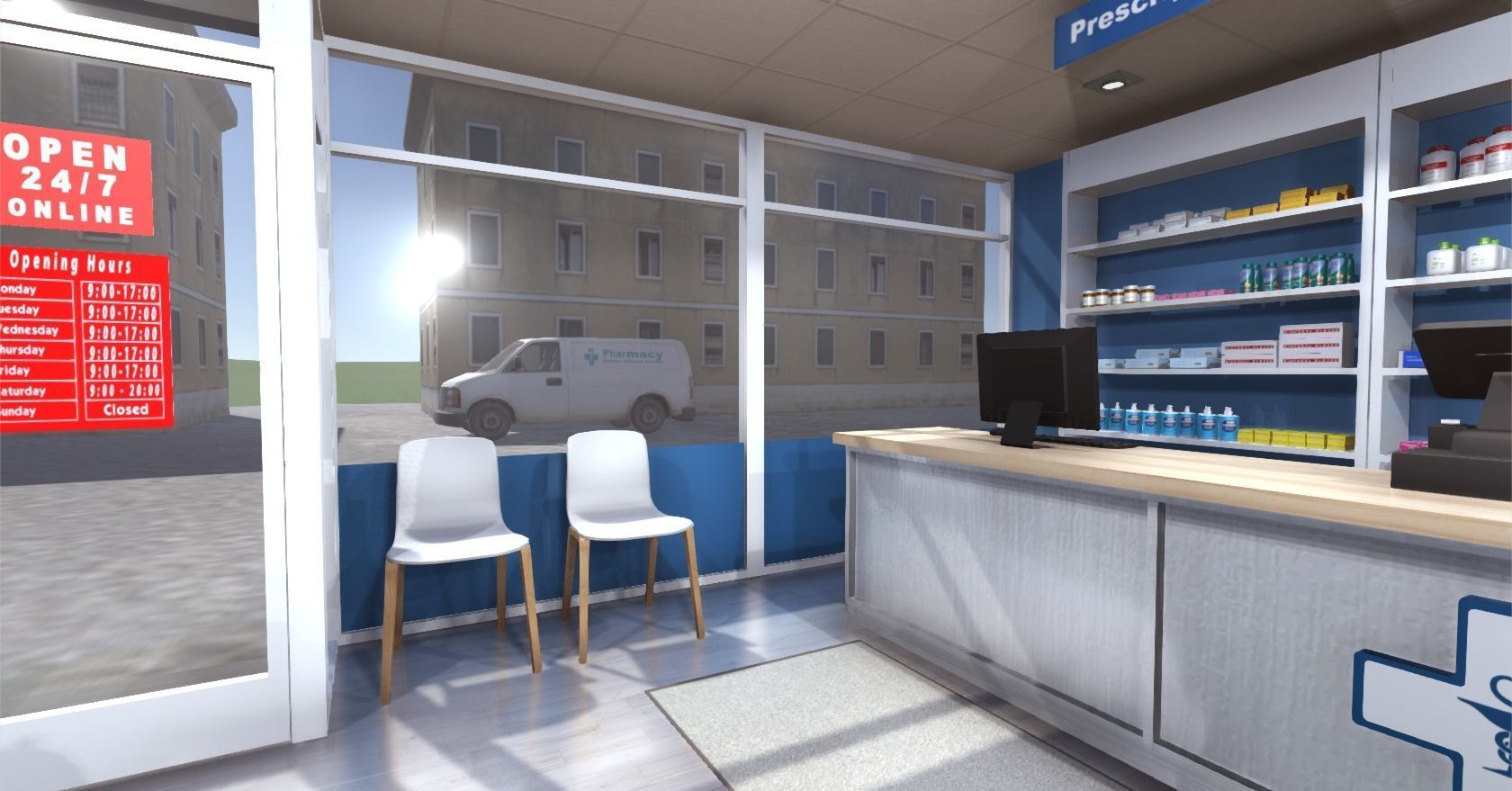 Pharmacy Low-poly 3D model_10