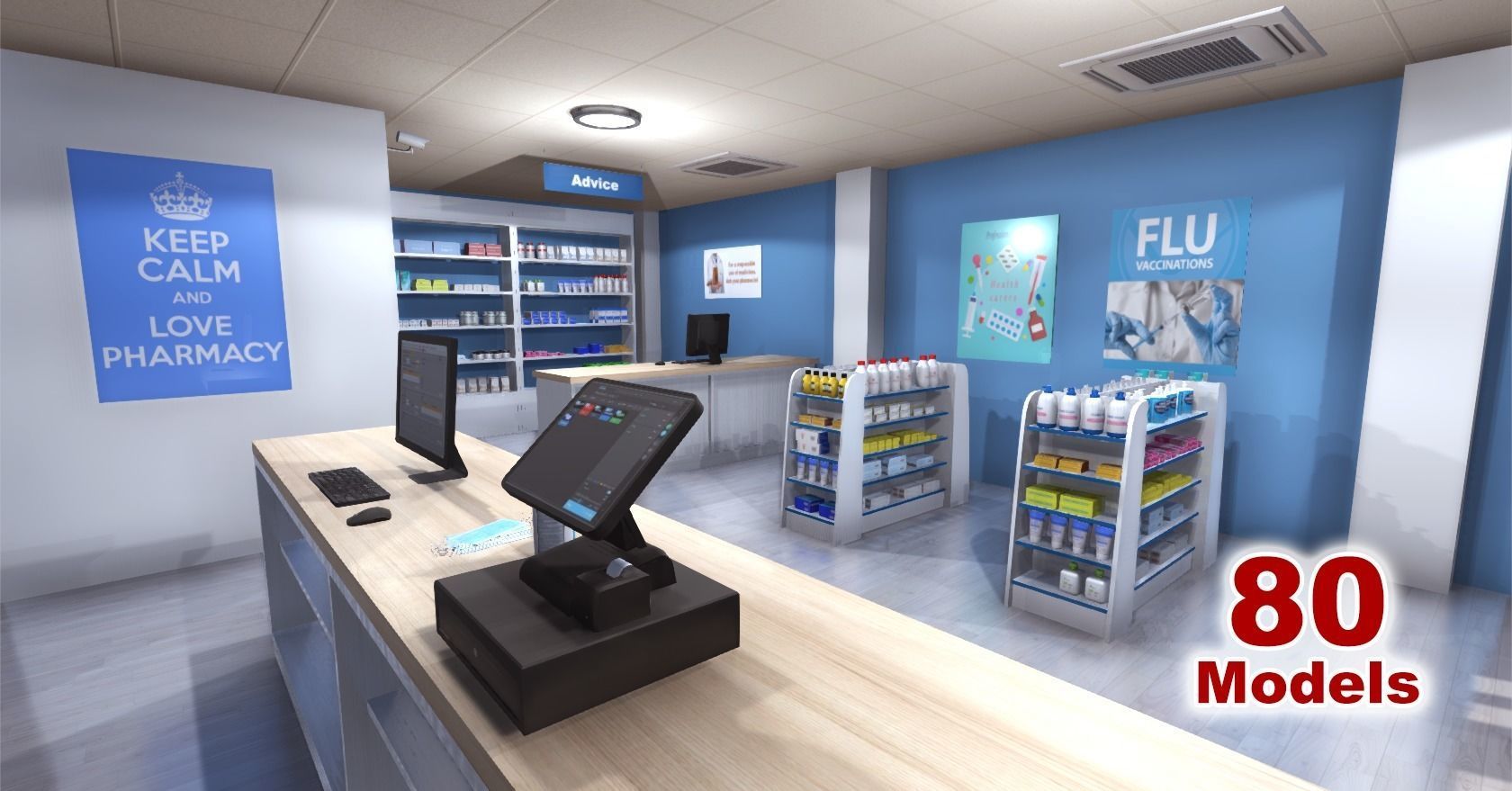 Pharmacy Low-poly 3D model_2
