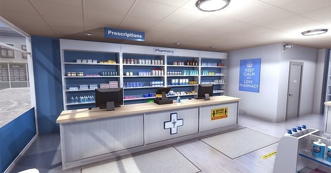 Pharmacy Low-poly 3D model 2