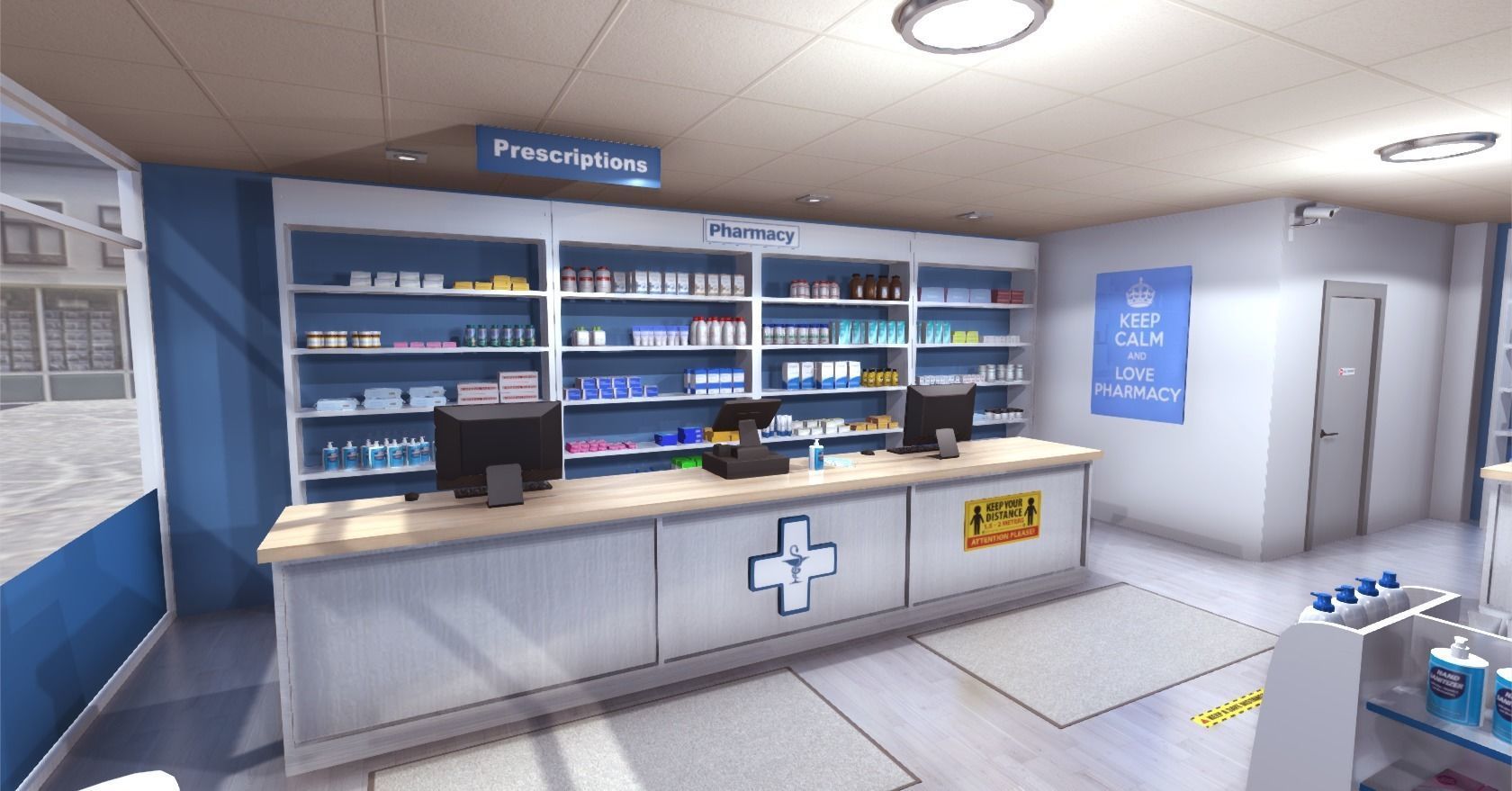 Pharmacy Low-poly 3D model_1