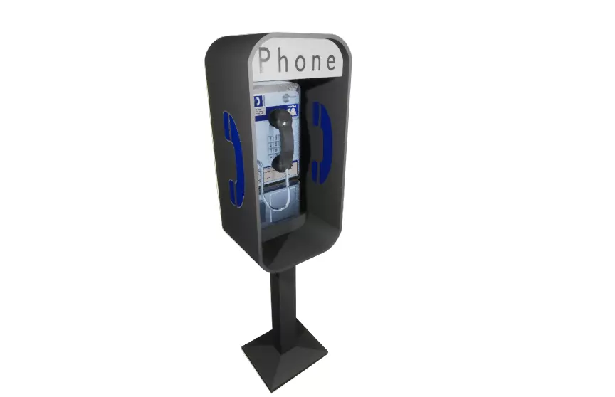 Simple American Style Payphone Low-poly 3D model_0