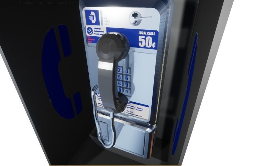 Simple American Style Payphone Low-poly 3D model_2