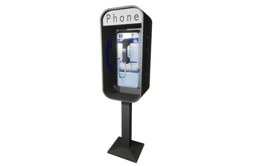 Simple American Style Payphone Low-poly 3D model_3