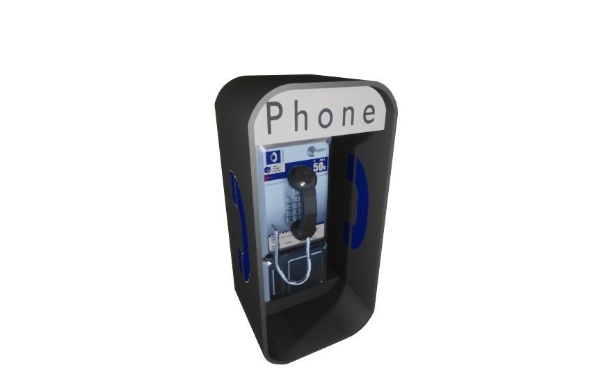Simple American Style Payphone Low-poly 3D model_4