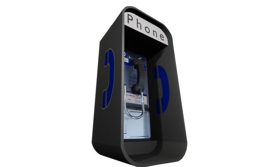 Simple American Style Payphone Low-poly 3D model_5