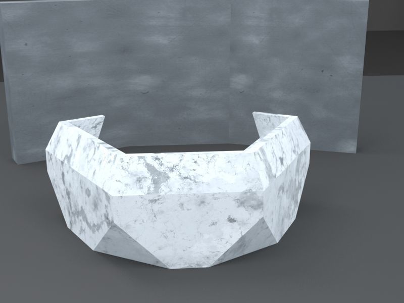 Marble and Concrete Reception Desk Low-poly 3D model_2