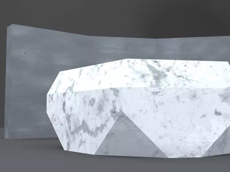 Marble and Concrete Reception Desk Low-poly 3D model_0