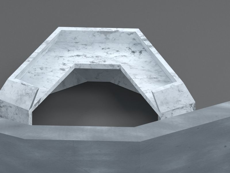 Marble and Concrete Reception Desk Low-poly 3D model_4