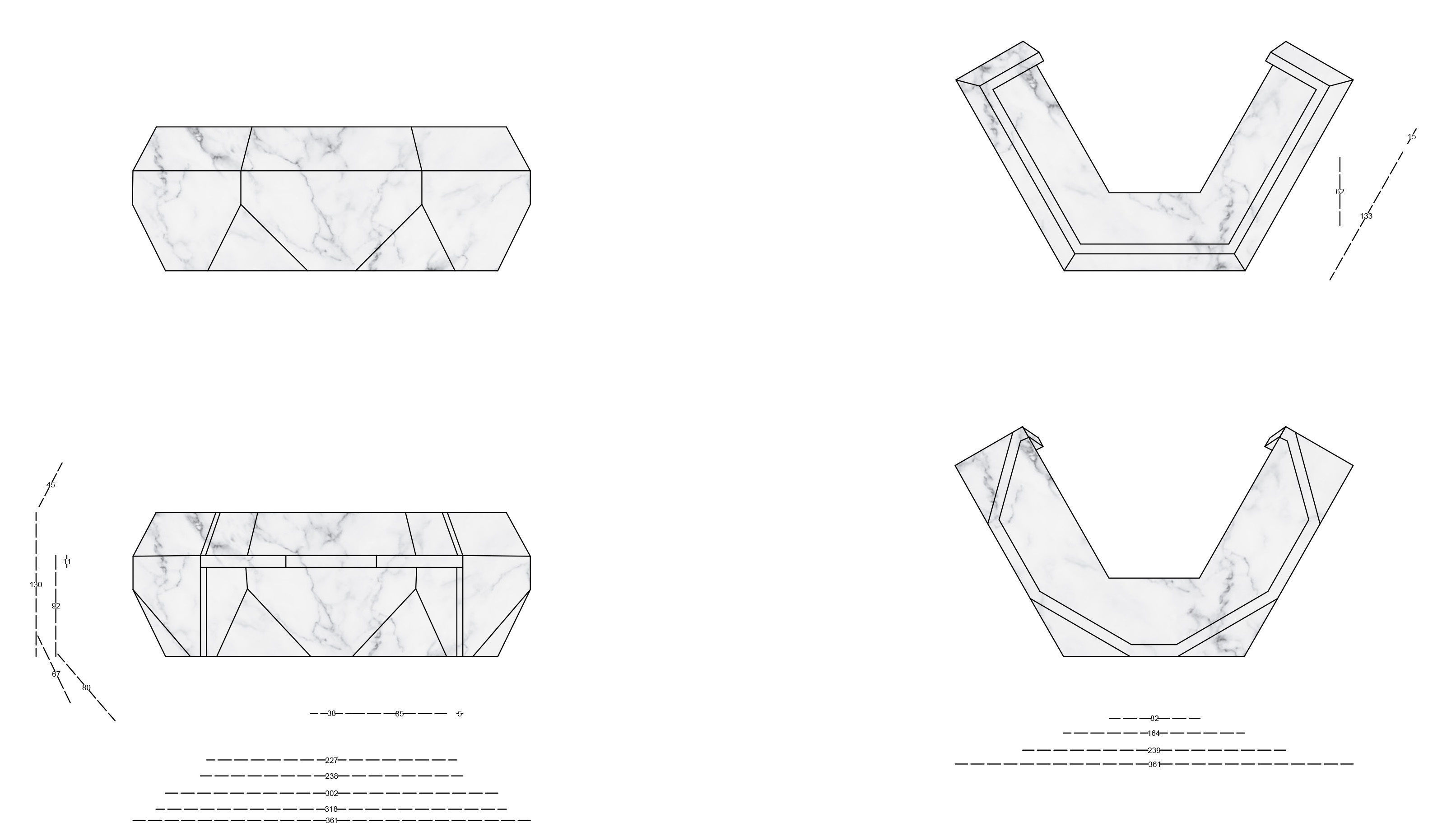 Marble and Concrete Reception Desk Low-poly 3D model_11