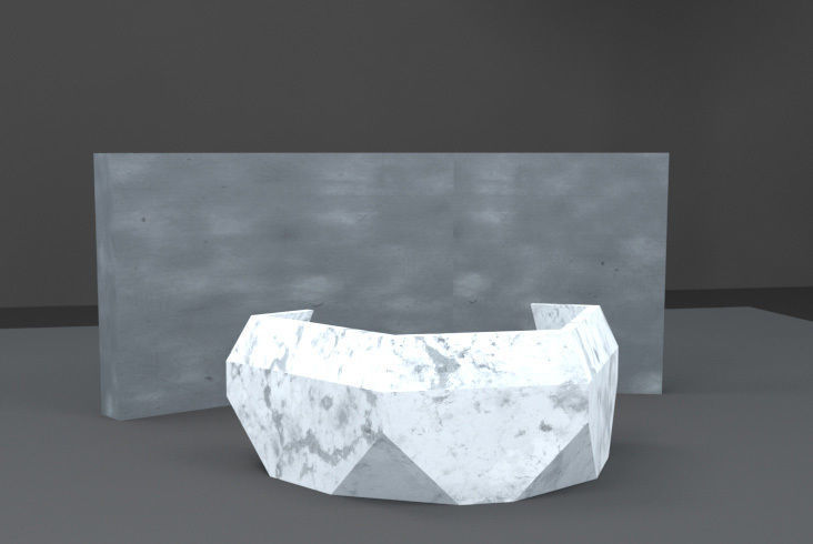 Marble and Concrete Reception Desk Low-poly 3D model_1