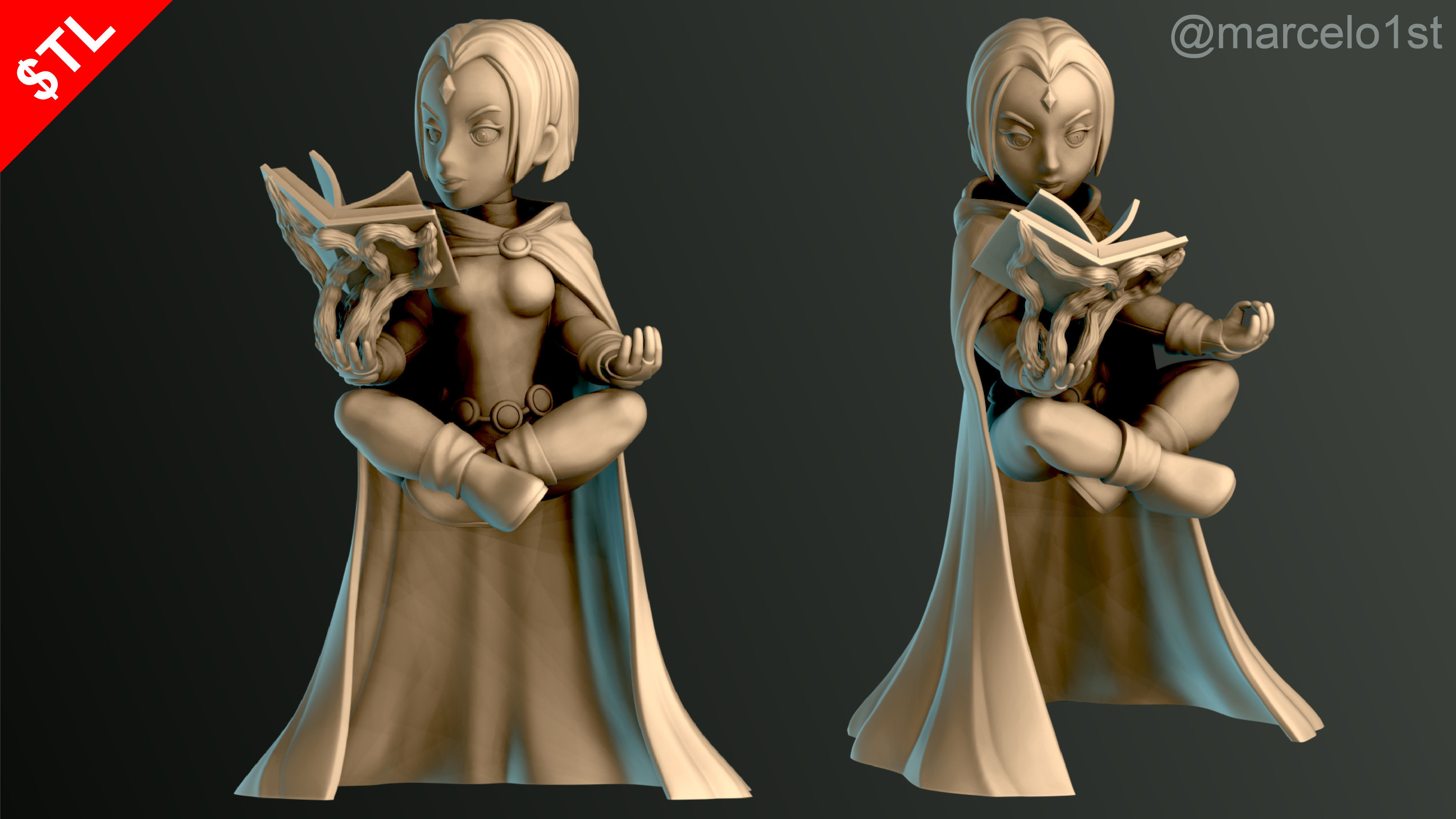 Raven Teen Titans Statue 3D print model_4