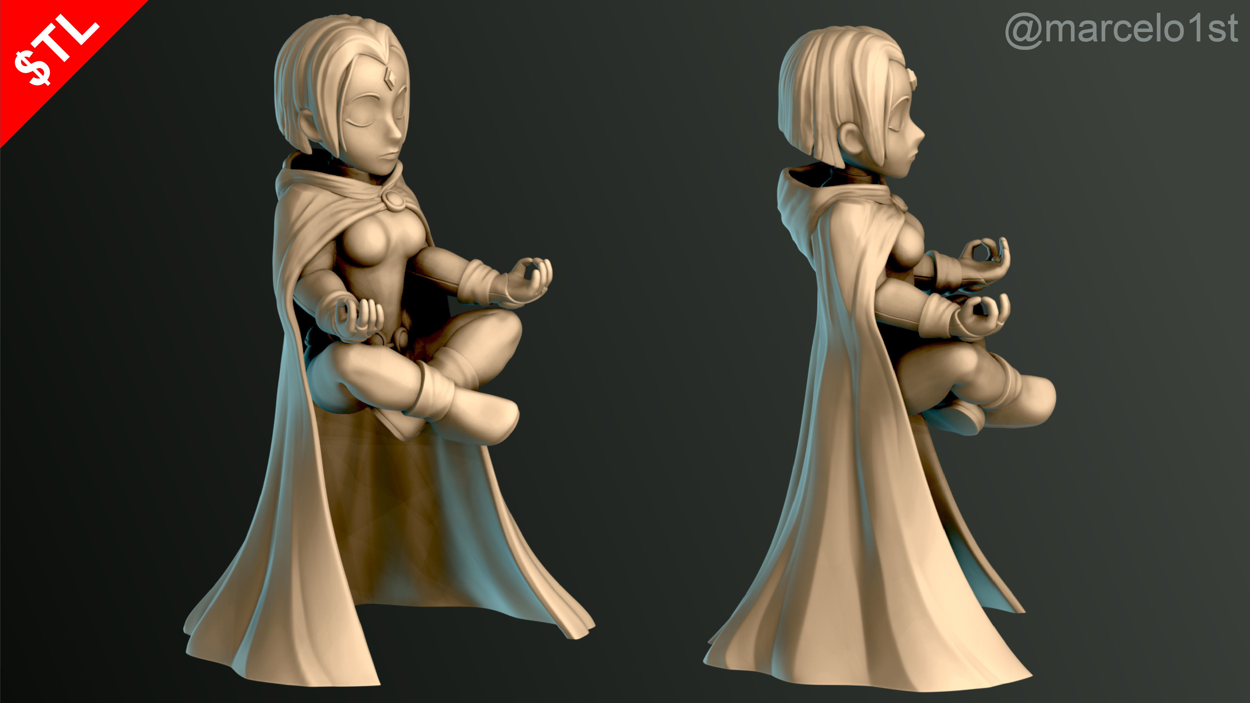 Raven Teen Titans Statue 3D print model_2