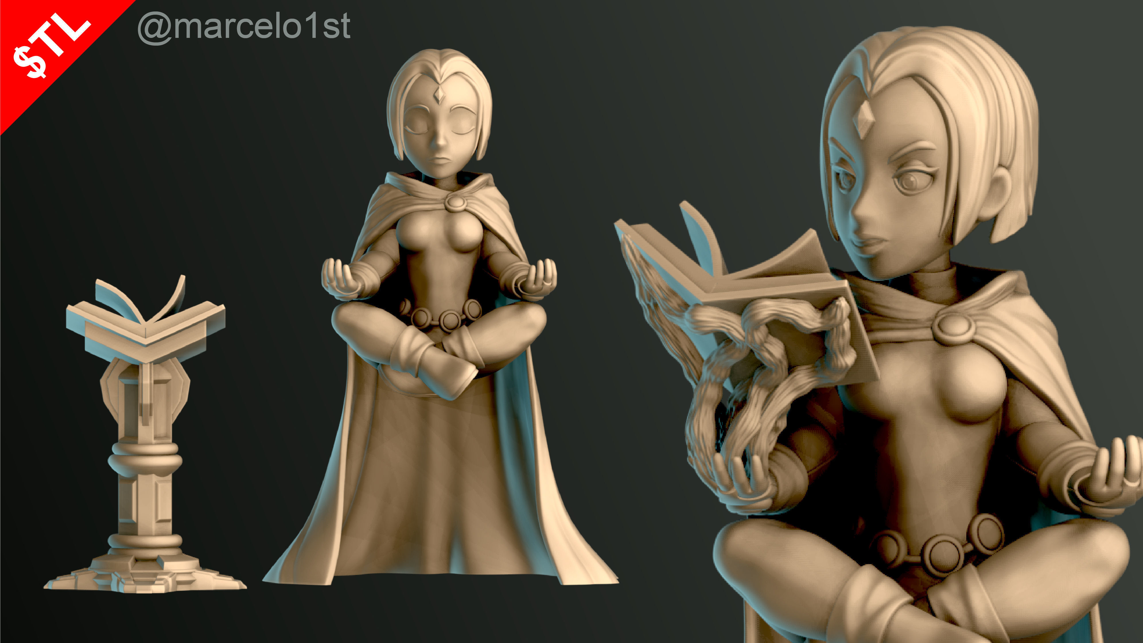 Raven Teen Titans Statue 3D print model_1