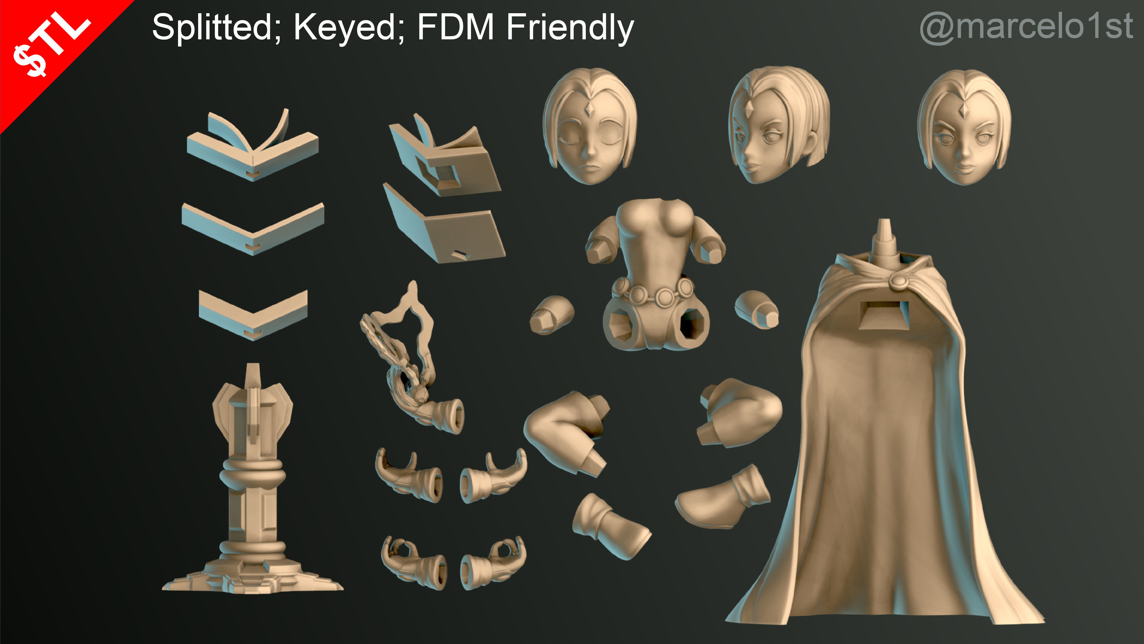 Raven Teen Titans Statue 3D print model_10