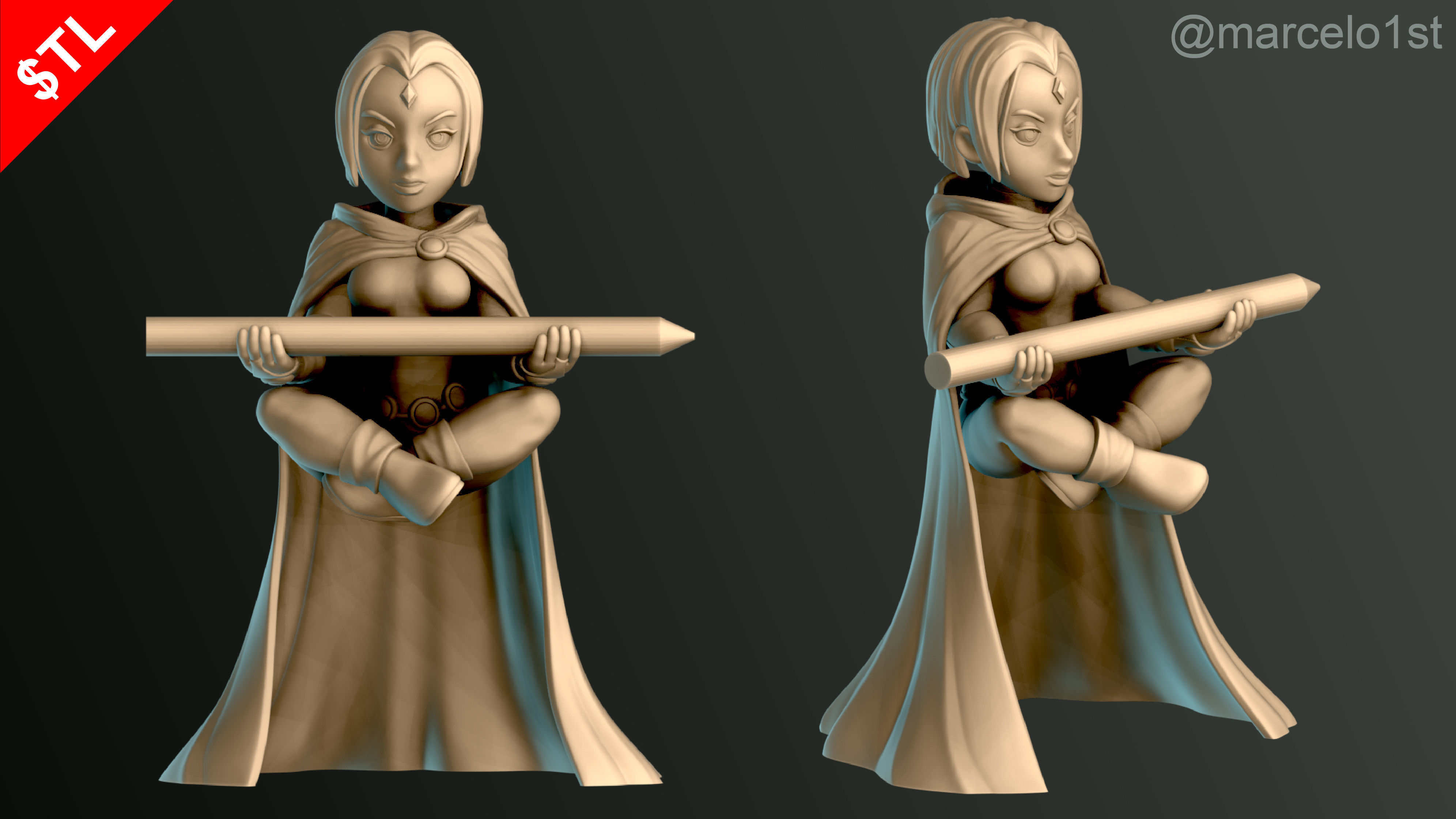 Raven Teen Titans Statue 3D print model_7