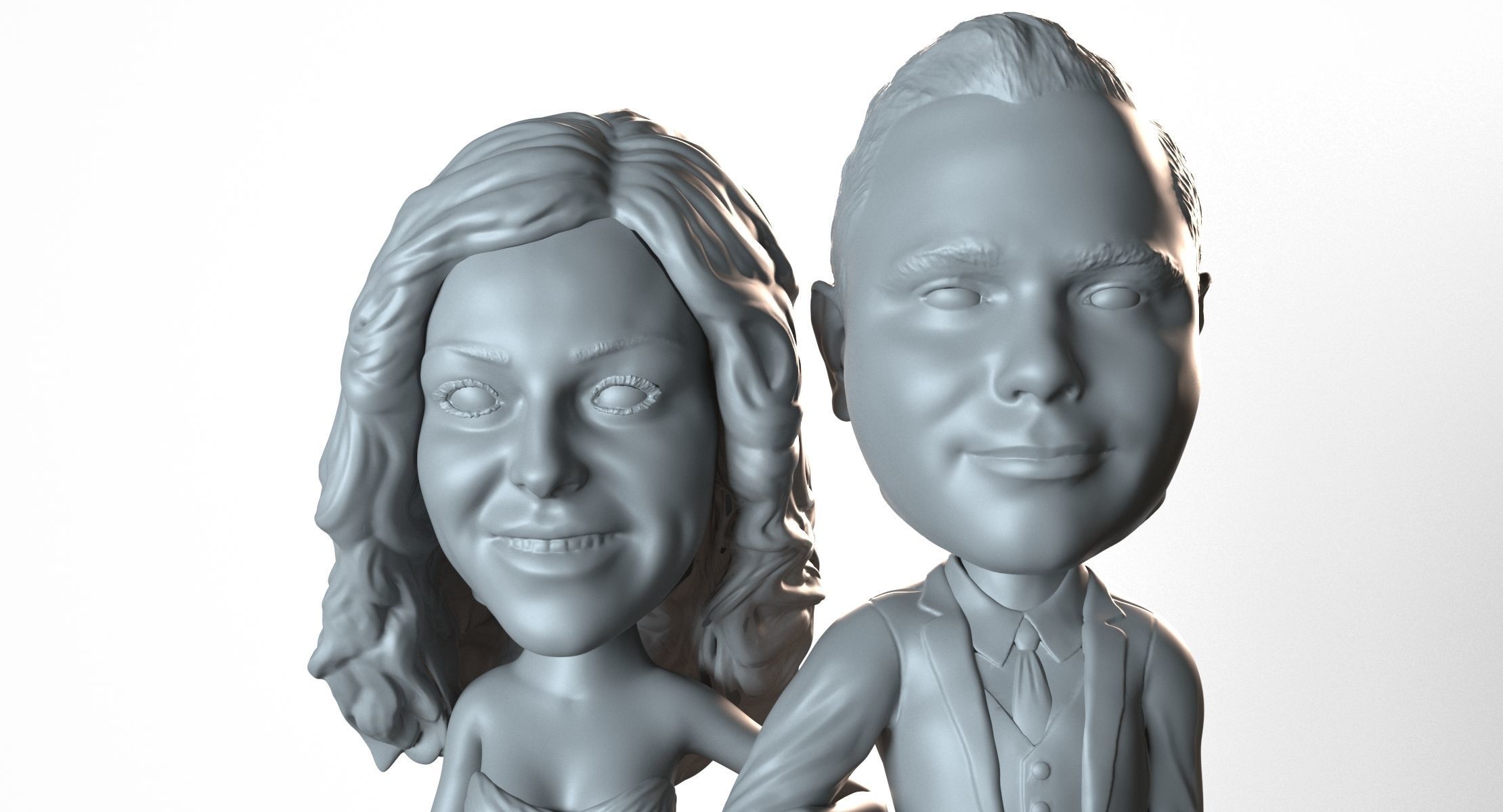 Wedding  3D printing Bride and Groom bubbleheads 3D print model_1