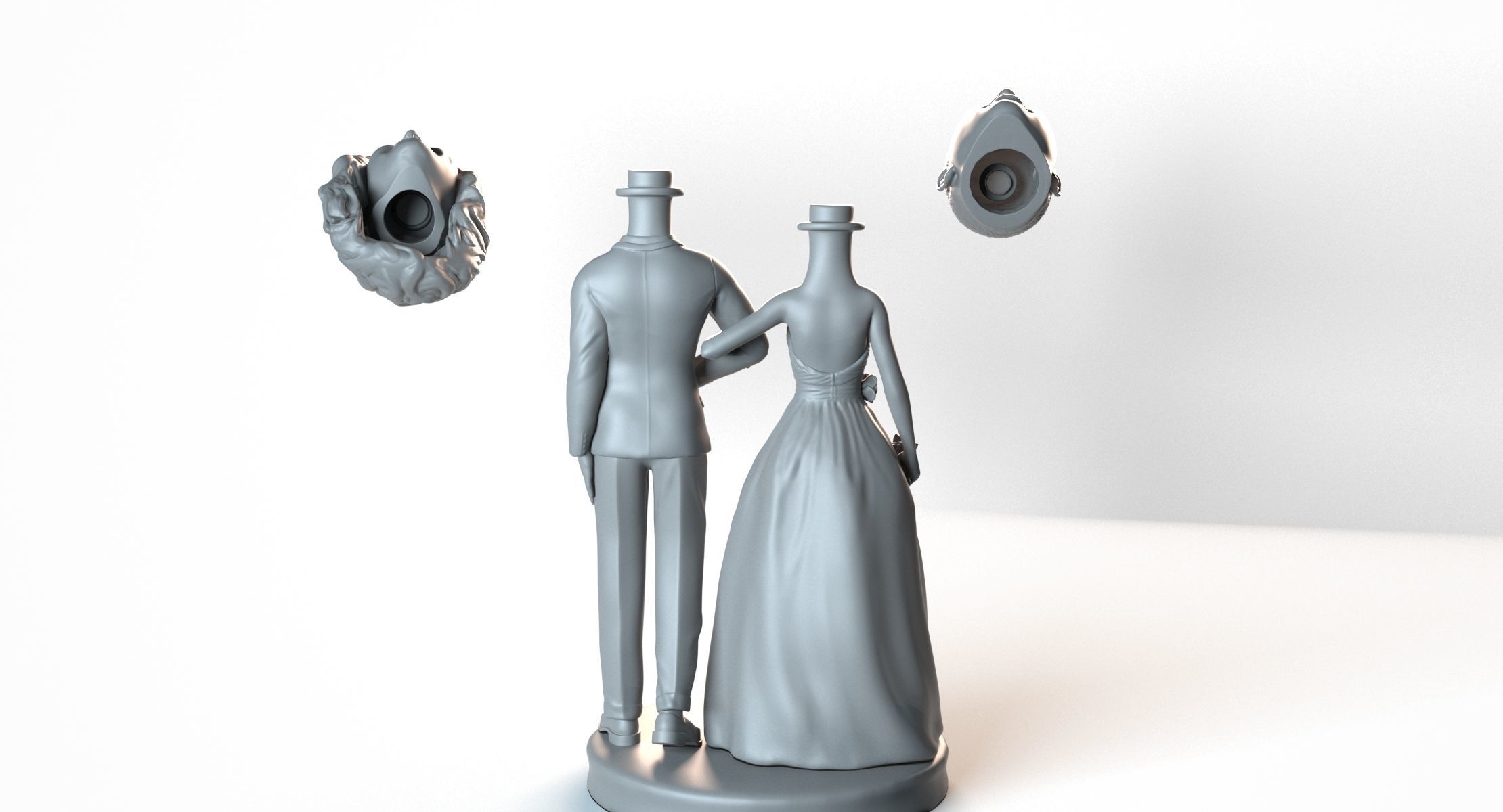 Wedding  3D printing Bride and Groom bubbleheads 3D print model_6