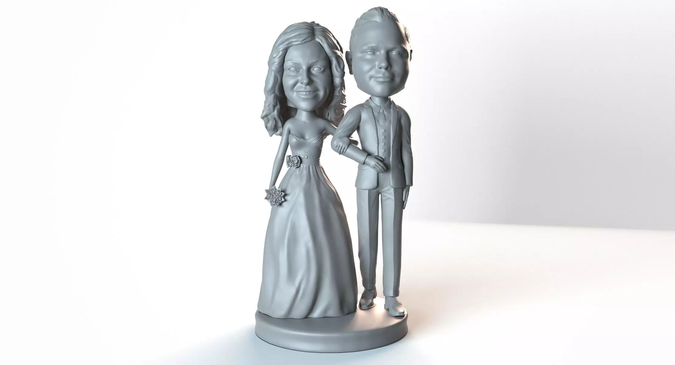 Wedding  3D printing Bride and Groom bubbleheads 3D print model_0