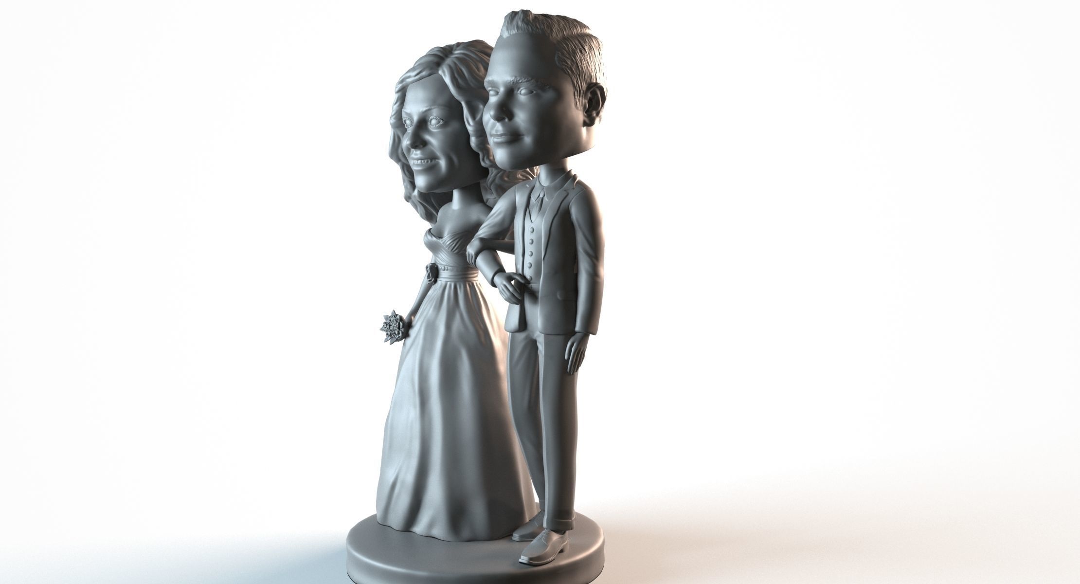 Wedding  3D printing Bride and Groom bubbleheads 3D print model_4