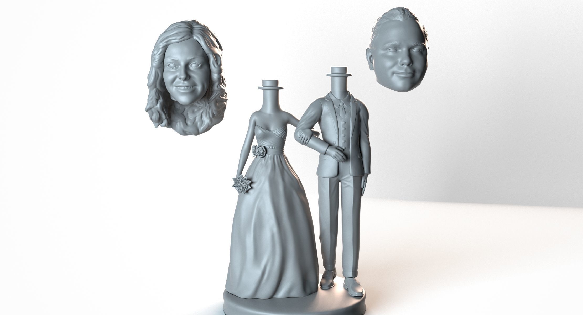 Wedding  3D printing Bride and Groom bubbleheads 3D print model_5