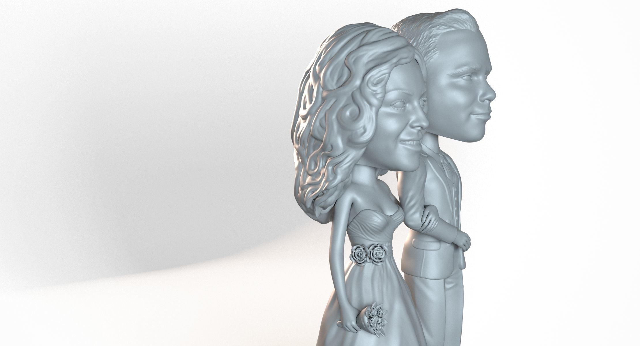 Wedding  3D printing Bride and Groom bubbleheads 3D print model_3