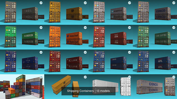 Shipping Containers 3D Model Collection