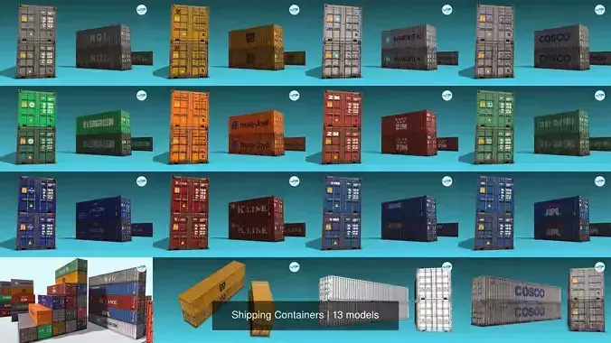 Shipping Containers 3D Model Collection