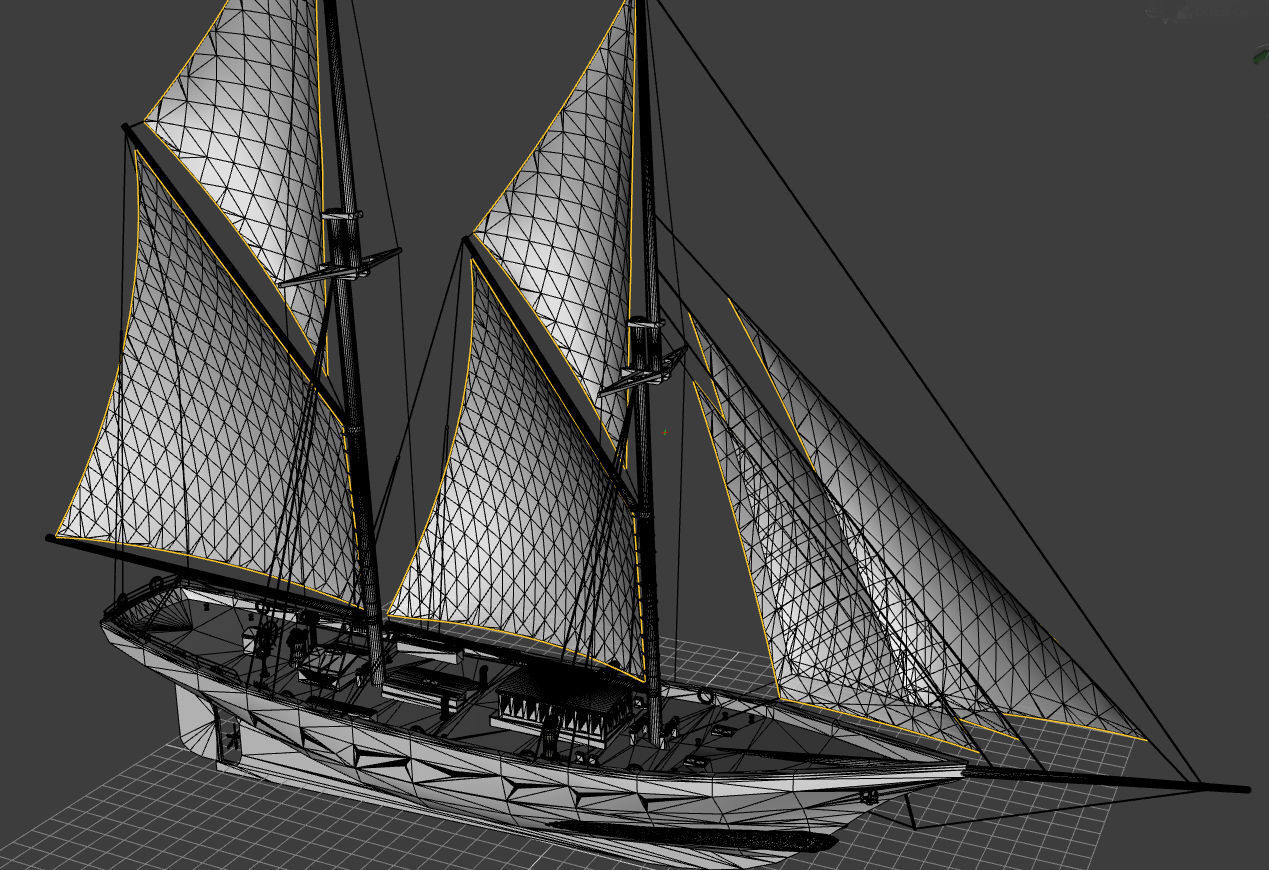 Schooner sailing ship 3D model_8