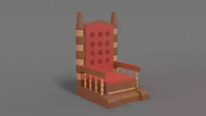 Low Poly Cartoon Throne Low-poly 3D model