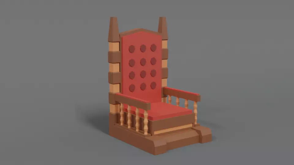 Low Poly Cartoon Throne Low-poly 3D model